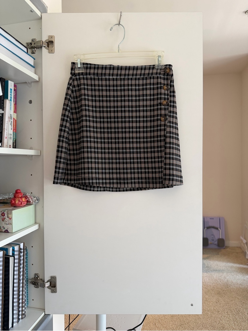 Hollister Black and Gray Plaid A-Line Mini Skirt